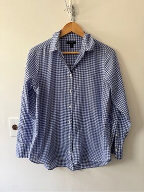 J. Crew Women’s Blue & White Gingham Button-Down Shirt